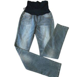Haute Mama Maternity Stretch Denim Faded Skinny Jeans – Full Belly Panel | SZ M
